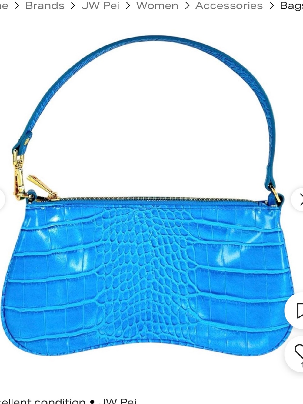 JW PEI Electric Blue Croc-Embossed Shoulder Bag